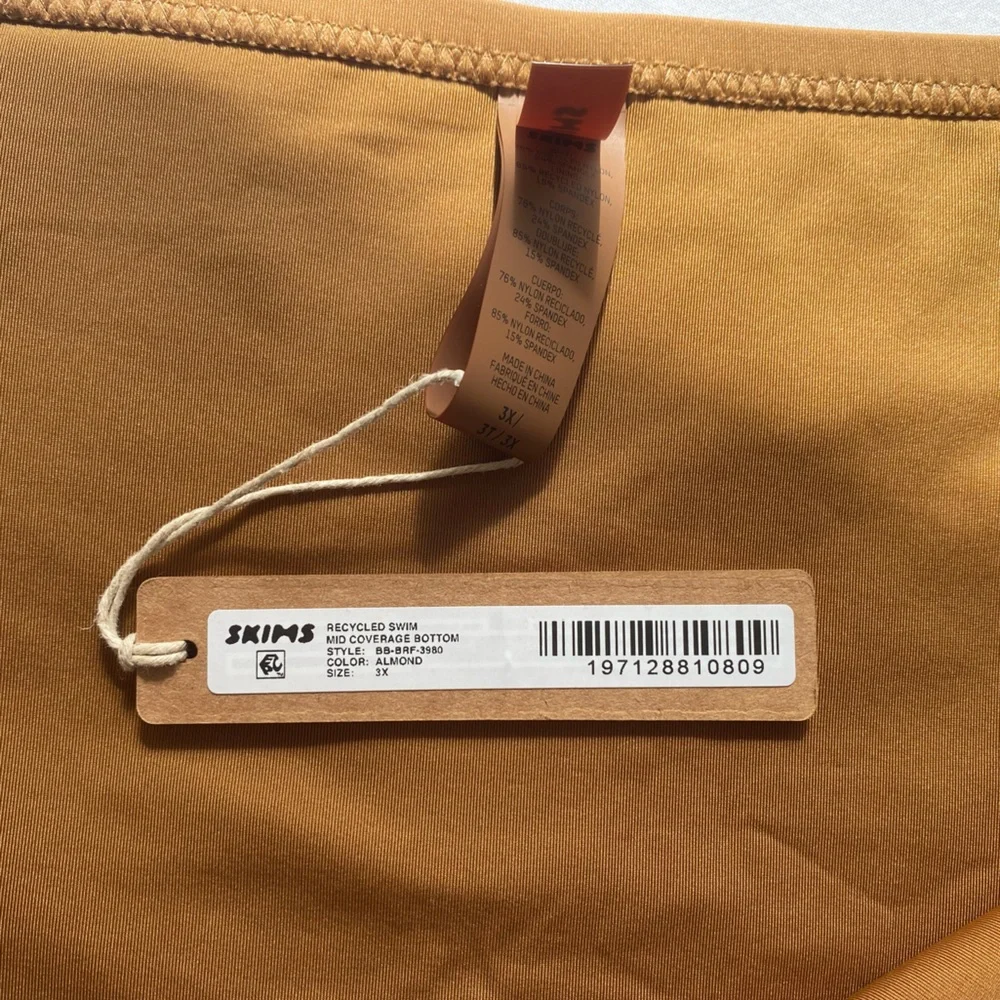 Skims Recycled Swim Mid Coverage Bottoms Almond 3X NWT